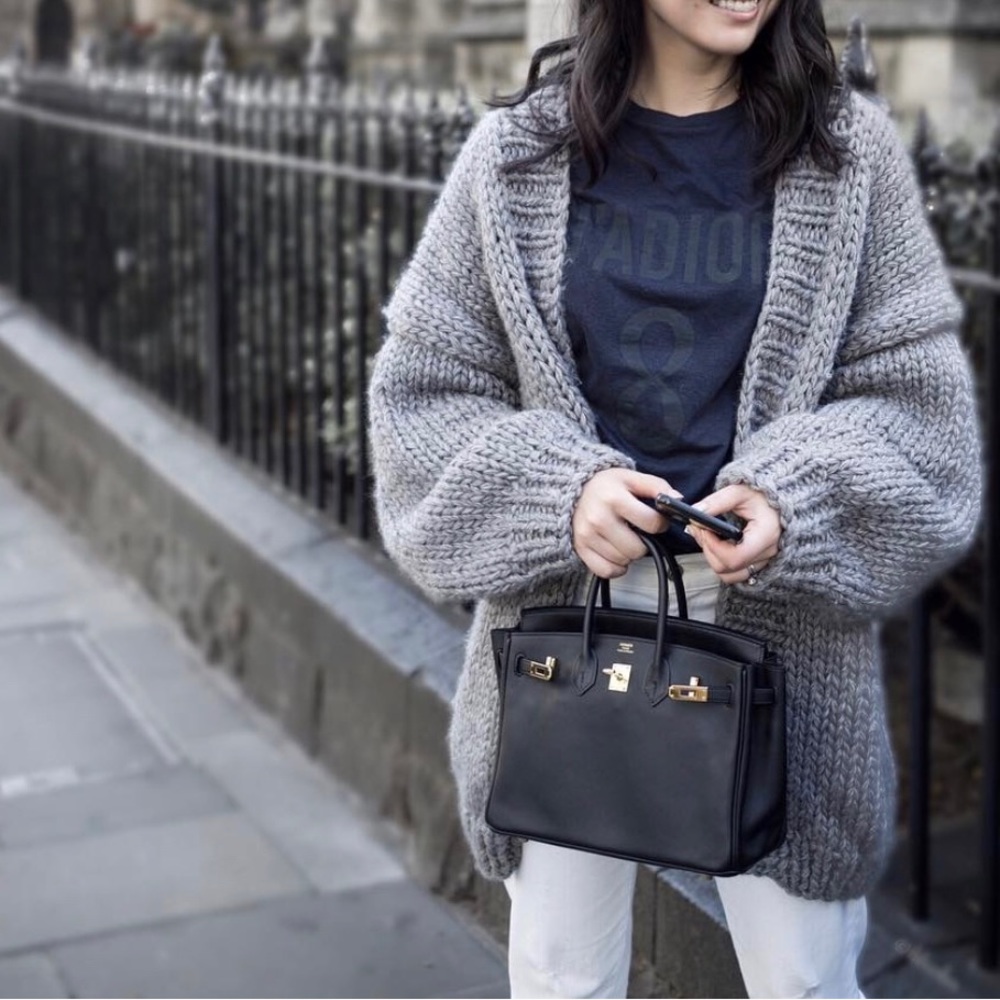 Hello Parry Hand Knitted Chunky Cardigan - Grey